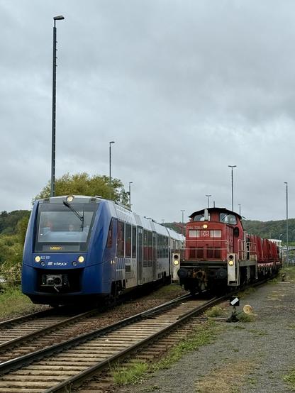 vlexx LINT neben 294 728-1 von DB Cargo in Sarbrücken-Malstatt.