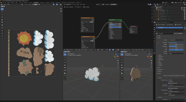 final scanned texture and one of the objects in blender