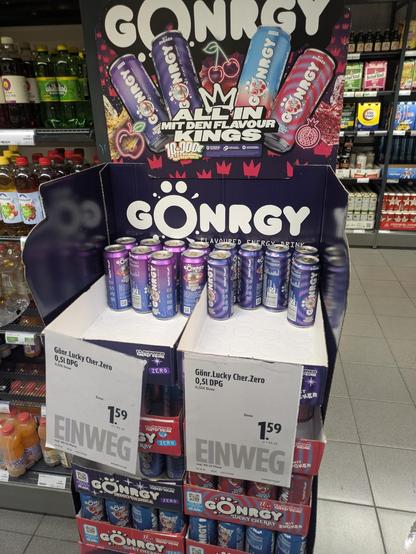 the new energy drink flavors, "disco crumble" and "lucky cherry", both having invariants with and without sugar
